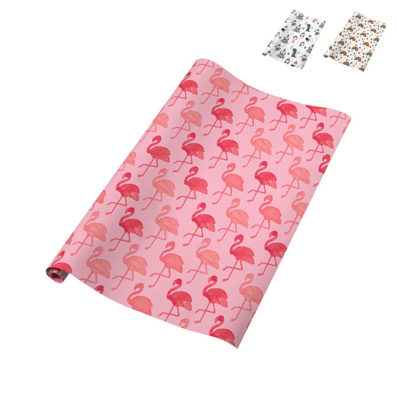 Inpakpapier flamingo/regenboog - diverse varianten - 70x200 cm