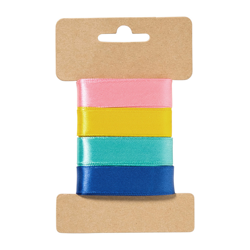 Satijnen lint 3 meter - pastel - set van 4 