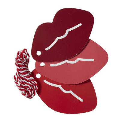 Cadeaulabels lippen - rood - set van 3
