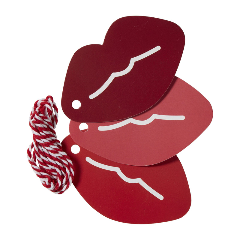 Cadeaulabels lippen - rood - set van 3