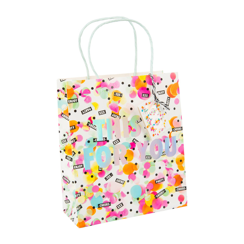 Cadeautasje confetti M - 18x21 cm