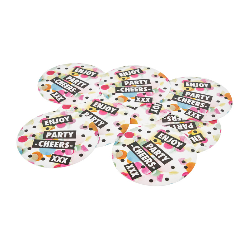 Cadeaustickers confetti - 6.5 cm - set van 10