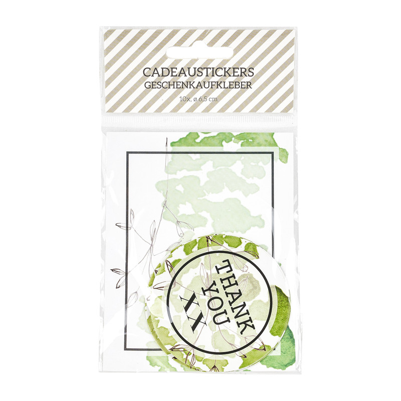 Cadeaustickers thank you - 6.5 cm - set van 10