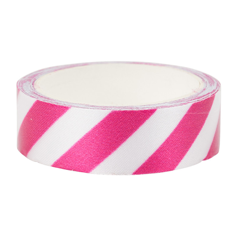 Satijn tape - roze/wit - 2 meter