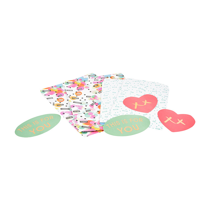 Cadeautasjes en stickervellen confetti - set van 8