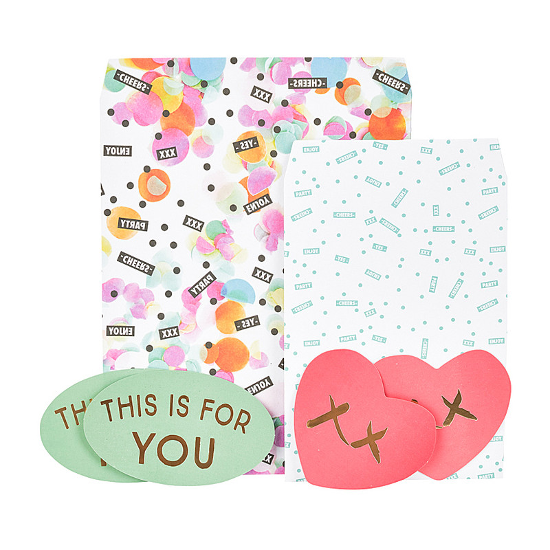 Cadeautasjes en stickervellen confetti - set van 8