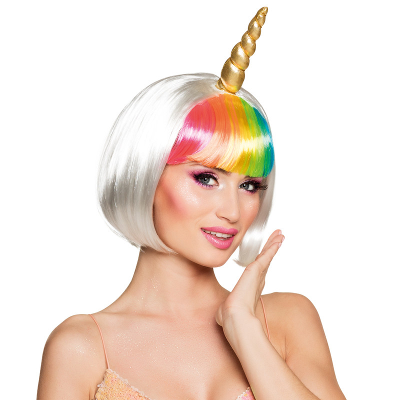 Pruik bob - unicorn