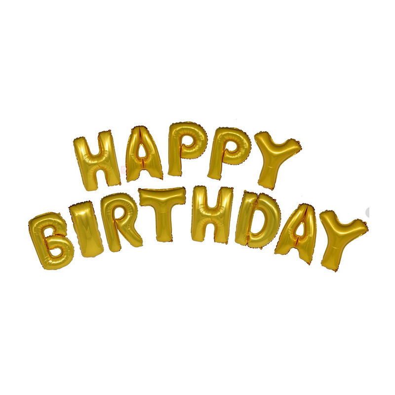 Folieballon happy birthday - goud