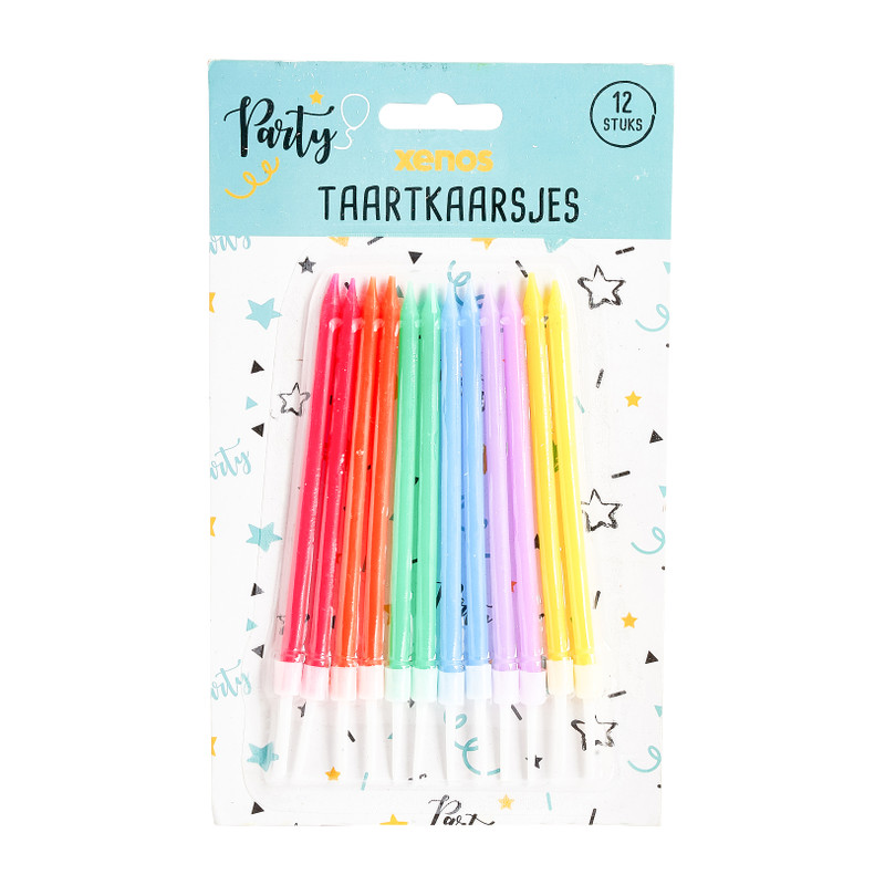 Taartkaarsjes - 12 stuks - gekleurd