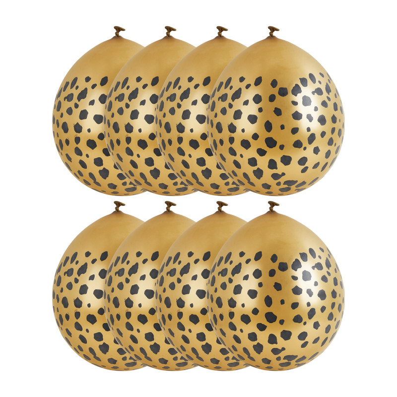 ballonnen leopard - goud - set van 8