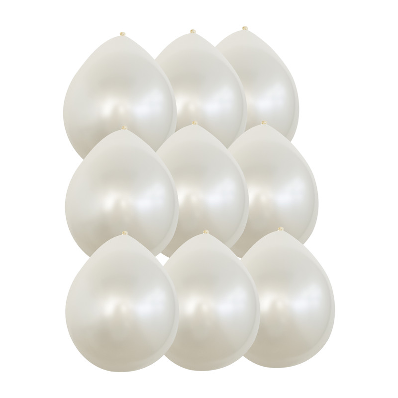Ballonnen metallic - wit - 9 stuks