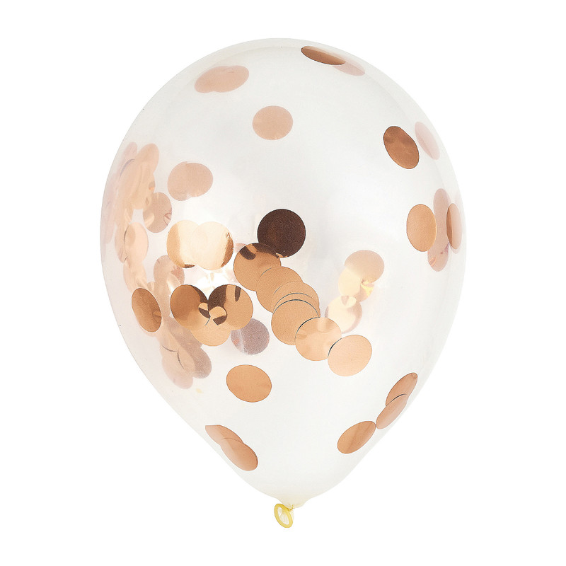 Confettiballon roze - 6 stuks