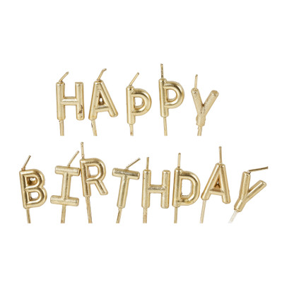 Taartkaarsjes happy birthday - goud