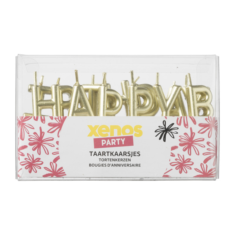Taartkaarsjes happy birthday - goud