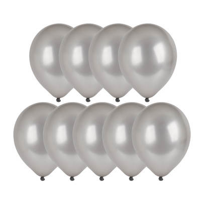 Ballonnen metallic - zilver - set van 9