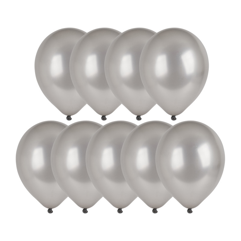 Ballonnen metallic - zilver - set van 9