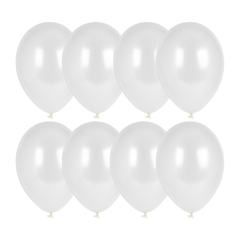 Ballon metallic - wit - 8 stuks