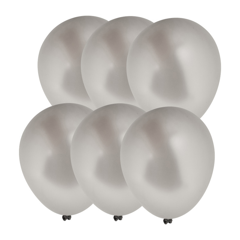 Ballon metallic - zilverkleurig - 6 stuks