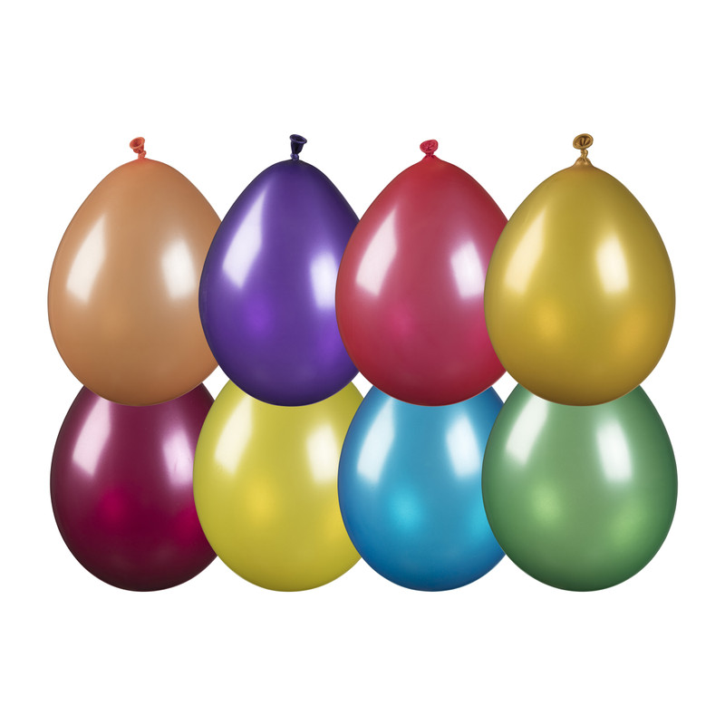 Ballonnen metallic - multikleur - set van 8