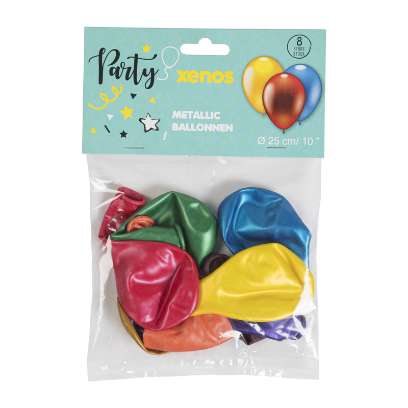 Ballonnen metallic - multikleur - set van 8