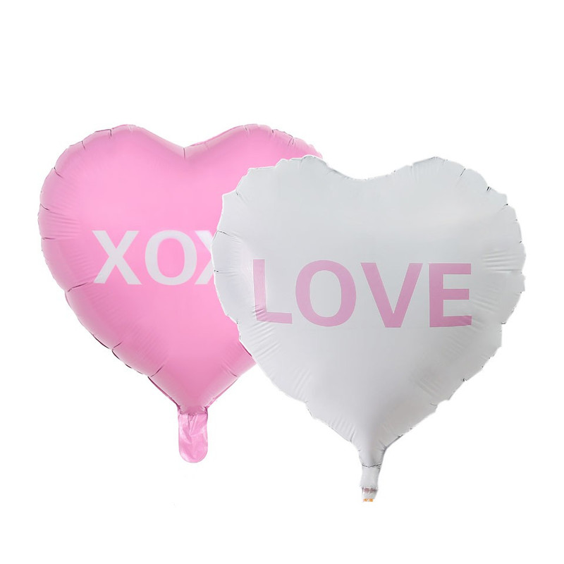 Malen Lijkt op Penelope Folie ballon hart - roze/wit - set van 2 | Xenos