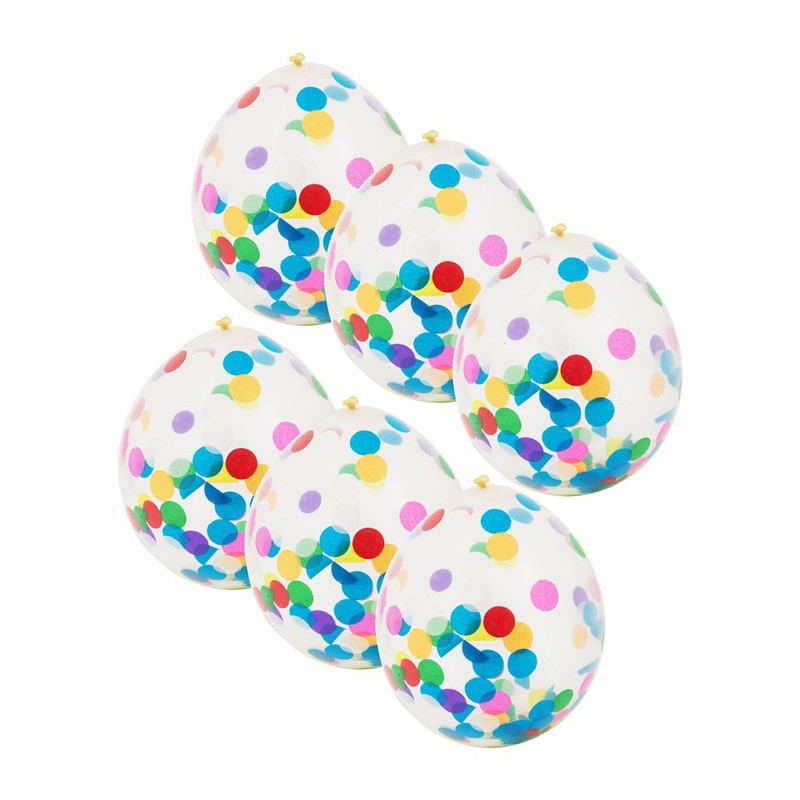 Ballon confetti - multikleur - set van 6