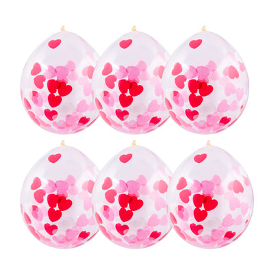Ballon confetti - hartjes - set van 6
