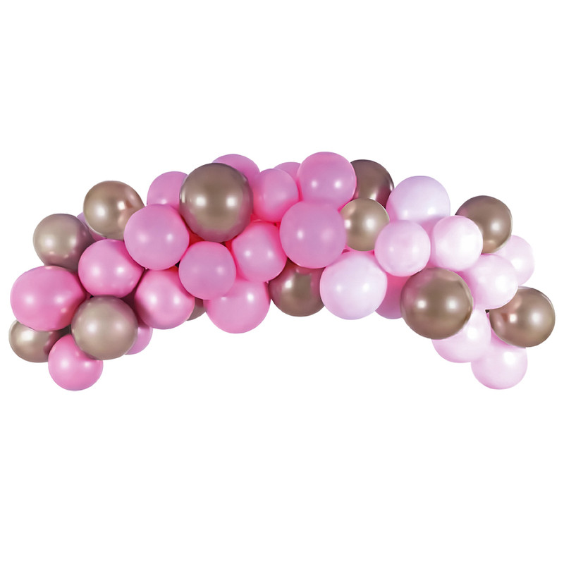 Kit ballonnenboog - roze/goudkleurig - 60 stuks