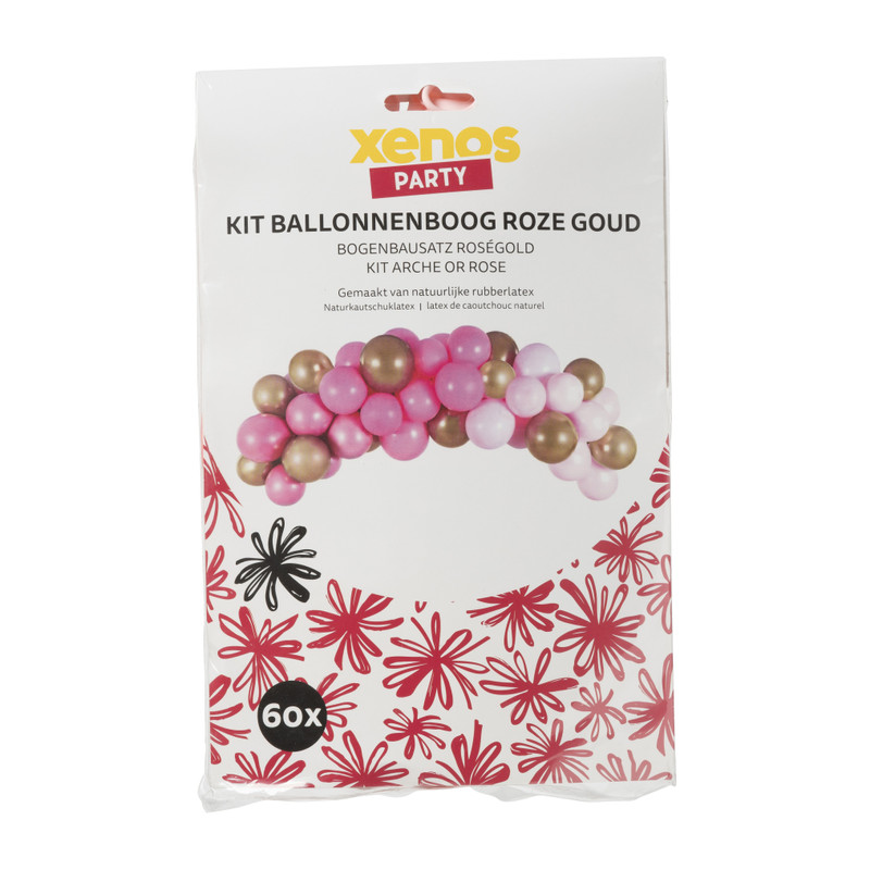 Kit ballonnenboog - roze/goudkleurig - 60 stuks