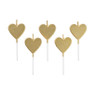 Taartkaarsjes hartjes - goud - set van 5