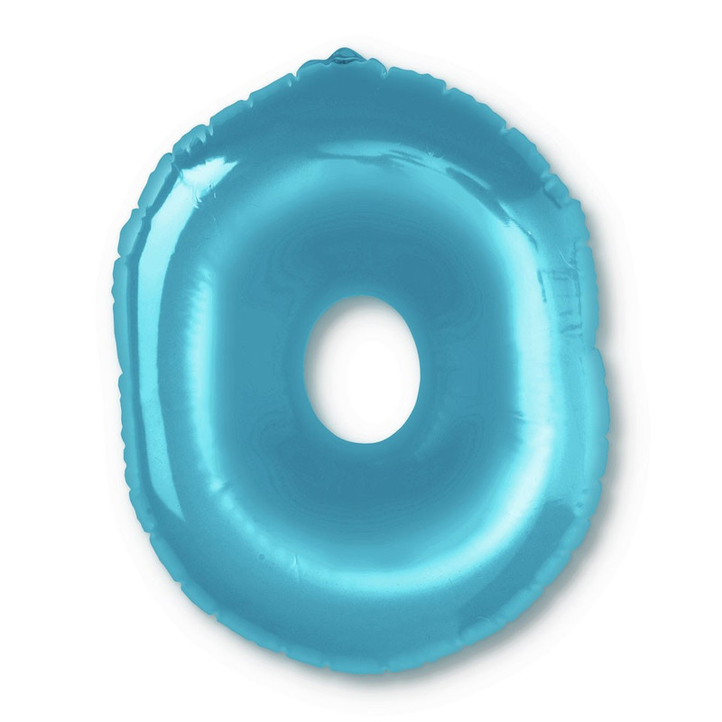 Opblaasbaar cijfer 0 - blauw - 50x30 cm 