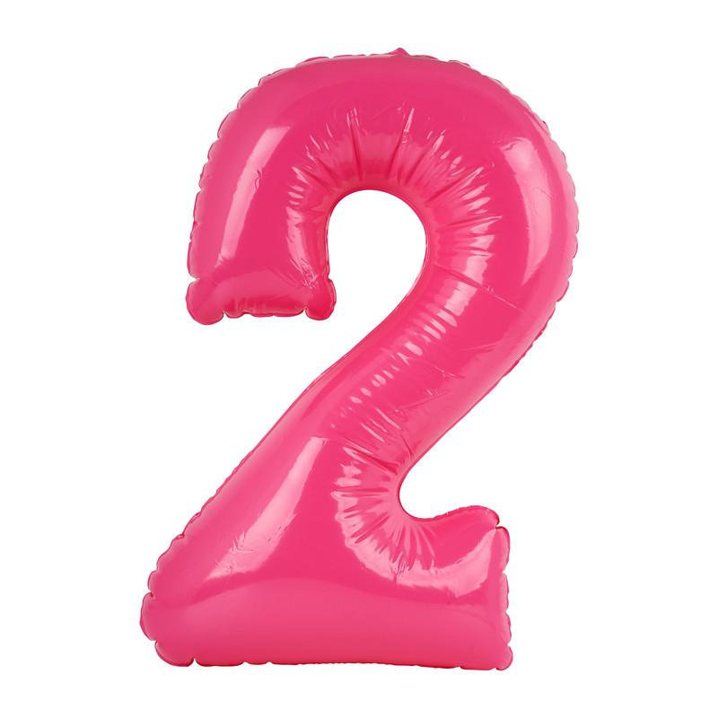 Cijfer ballon - 2 - roze Xenos