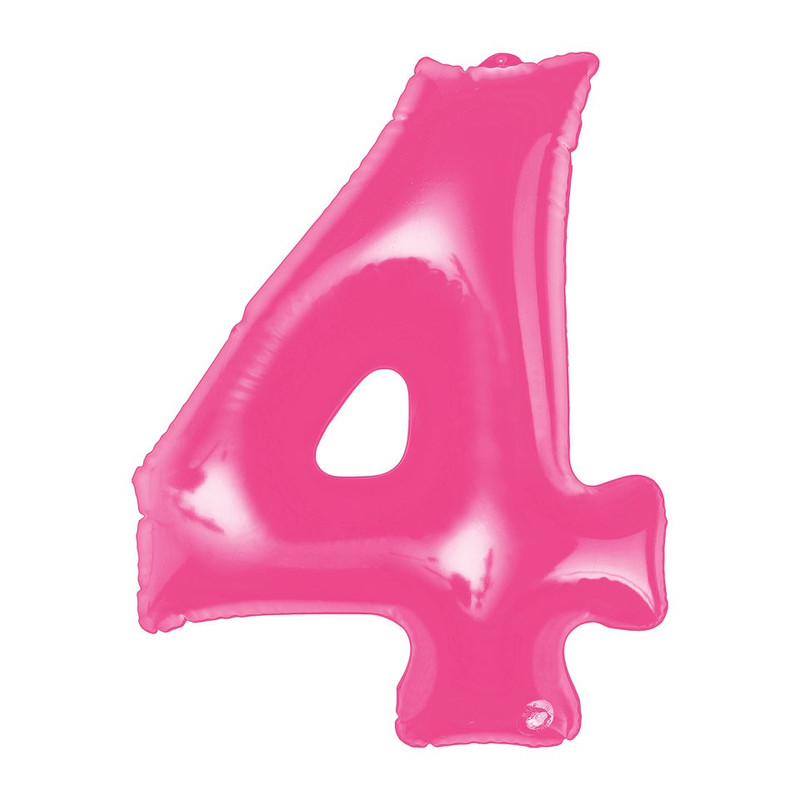 Opblaasbaar cijfer 4 - roze - 50x30 cm