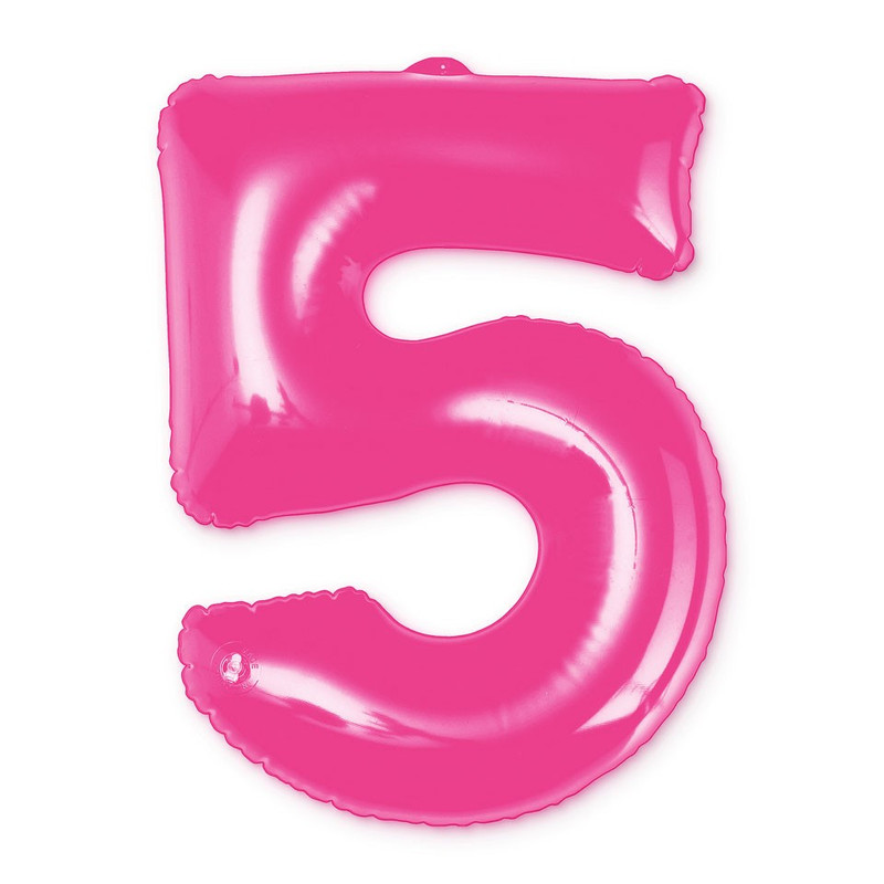Opblaasbaar cijfer 5 - roze - 50x30 cm