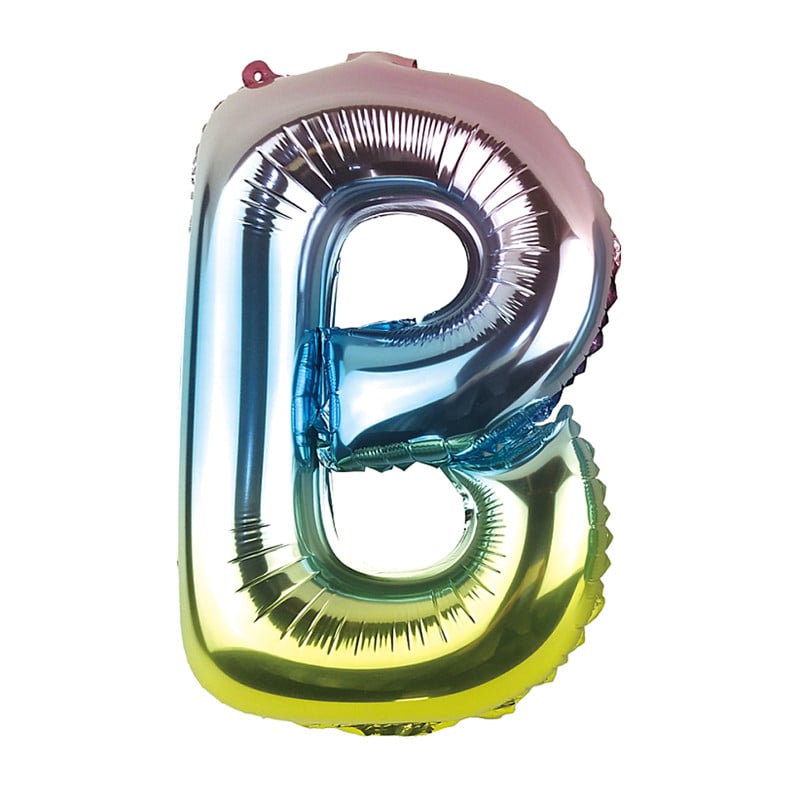 Folie ballon B - regenboog metallic - 30 cm