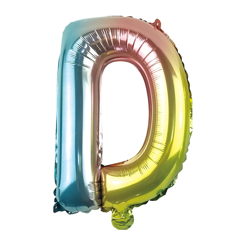 Folie ballon D - regenboog metallic - 30 cm