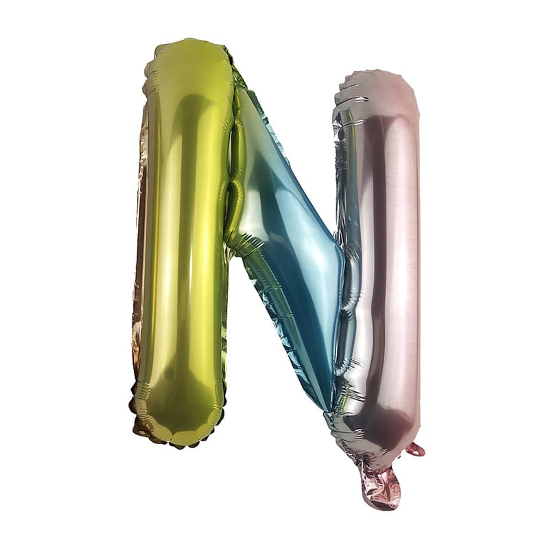 Folie ballon N- regenboog metallic - 30 cm