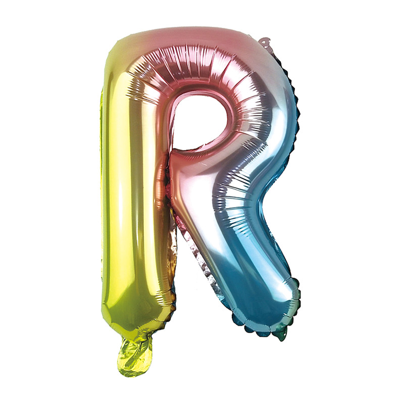 korting buitenspiegel Afhaalmaaltijd Folie ballon - opblaasbare letter R - regenboog metallic - 30 cm | Xenos