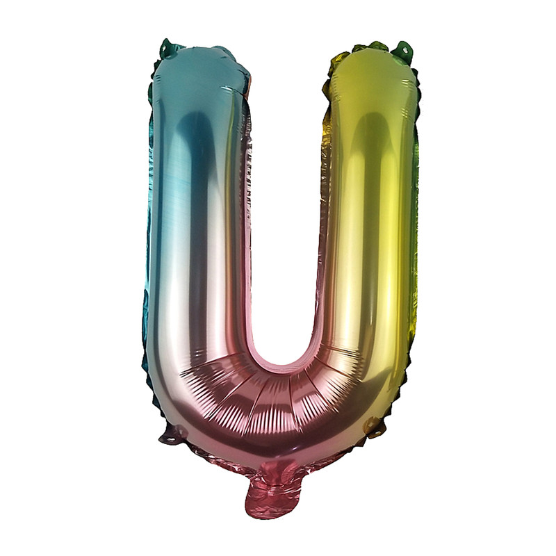 Folie ballon U - regenboog metallic - 30 cm