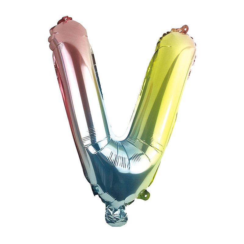 Folie ballon V - regenboog metallic - 30 cm