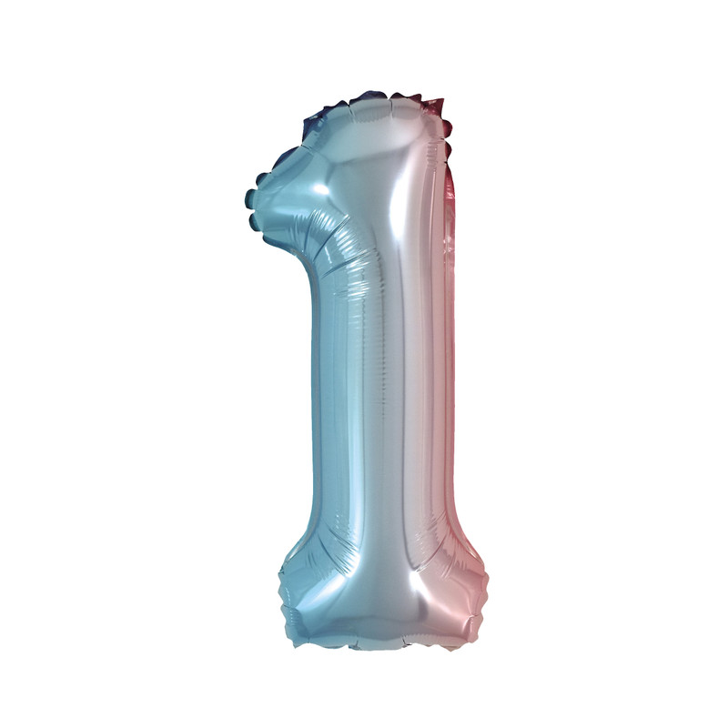 Het spijt me Observatie Oordeel Folie ballon - opblaasbaar cijfer 1 - regenboog metallic - 30 cm | Xenos