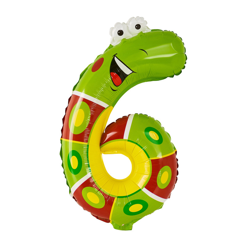 Folie ballon - cijfer 6 - worm - 30 cm 