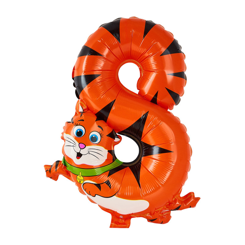 Folie ballon - cijfer 8 - kat - 30 cm 