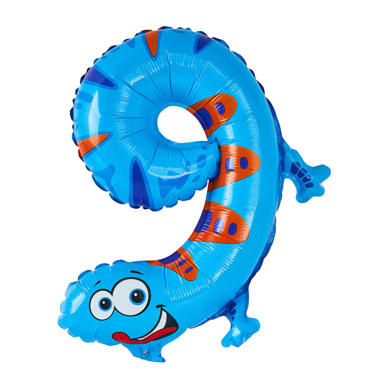 Folie ballon - cijfer 9 - hagedis - 30 cm 