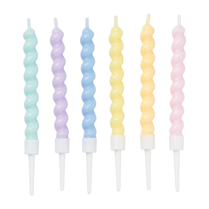 Taartkaarsen met twist - multikleur - set van 6