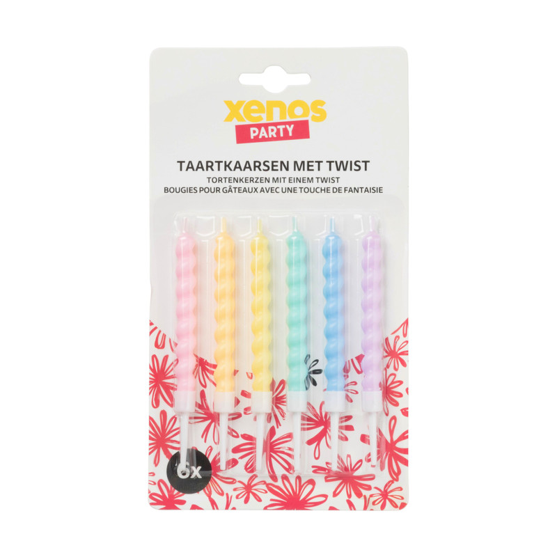 Taartkaarsen met twist - multikleur - set van 6