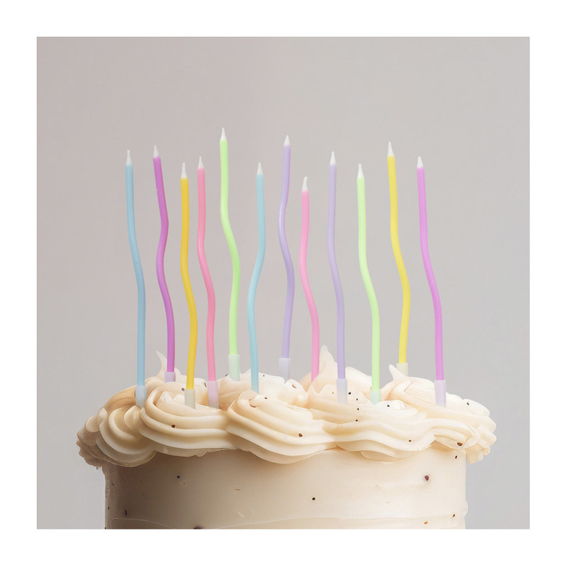 Taartkaarsjes gedraaid - set van 12 - ø3x15 cm