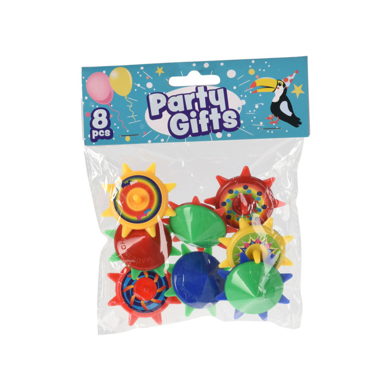 Uitdeelcadeautje tol - multikleur - set van 8 