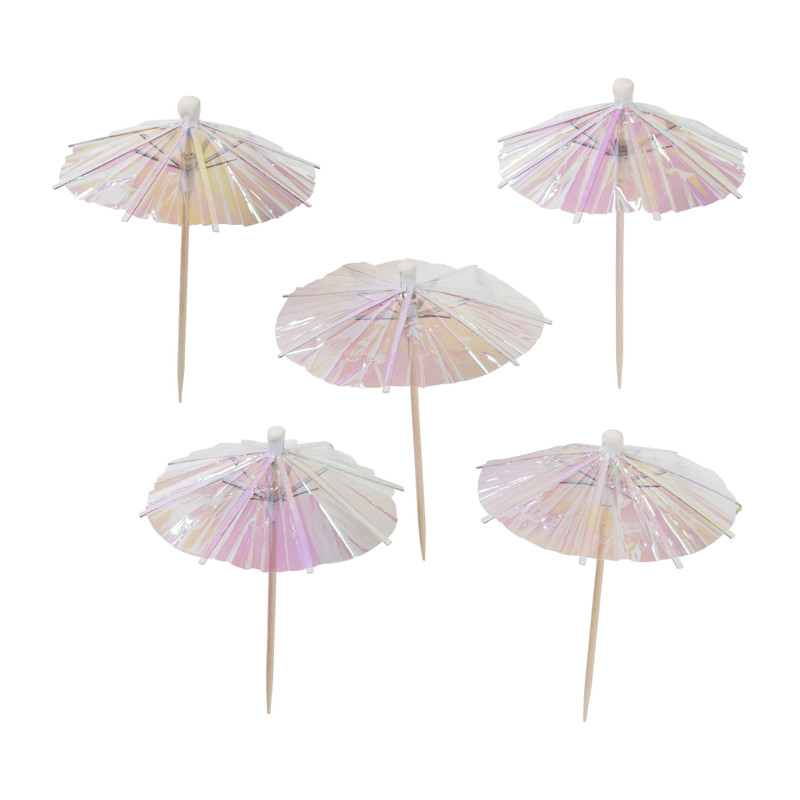 Cocktail parapluutjes iriserend - set van 12