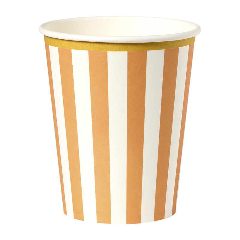 Papieren bekers - gestreept - set van 8